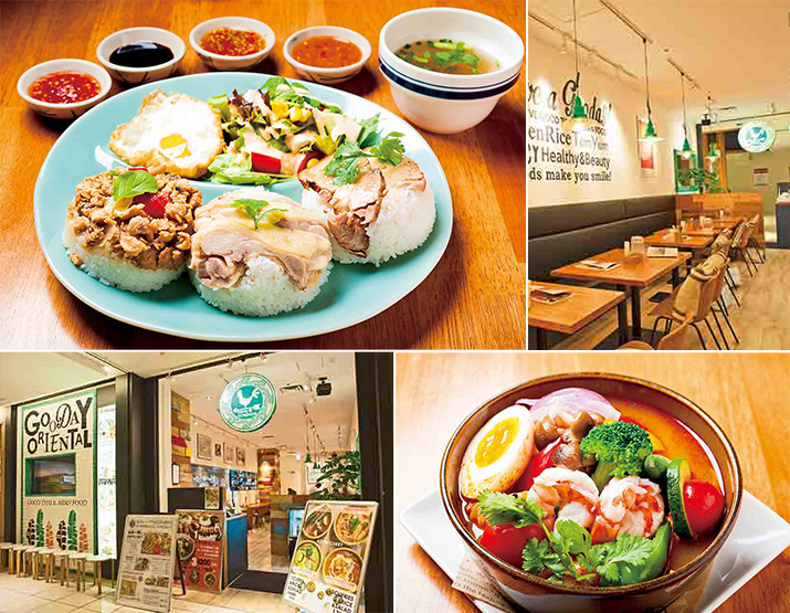 【Limited Time! 】 (Upper left) Healthy lunch (3 kinds of stalls good cucumber picker) 1000 yen (excluding tax) / (lower right) Tom Yam Kung soup which eats vegetables 700 yen (tax not included)