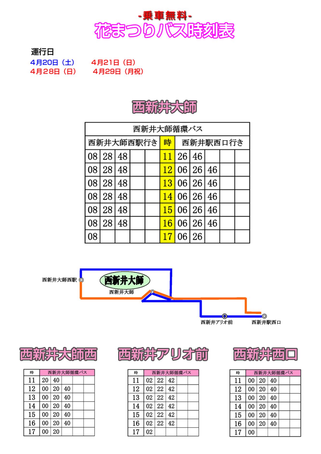 さんじゅういちねんどはなまつりばすじこくひょう　ぜんひょうき